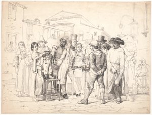 A Charlatan Selling Shoe Polish, Rome by Wilhelm Marstrand