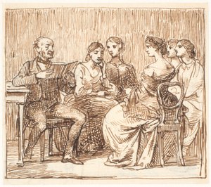A Gentleman Reading Aloud to Five Ladies