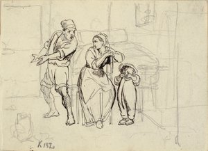 A Man Scolding His Wife and Little Boy by Wilhelm Marstrand