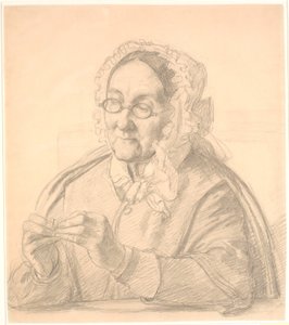 Old Woman Threading a Needle
