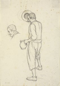 Old Fisherman Taking Off His Hat and Study of His Head by Wilhelm Marstrand