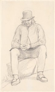 Old Swedish Farmer Sitting on a Stone by Wilhelm Marstrand