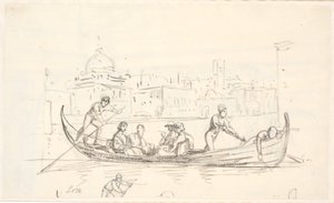 Gondola with Two Rowers by Wilhelm Marstrand