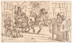Sleigh Ride Around "The Horse" at Kongens Nytorv by Wilhelm Marstrand