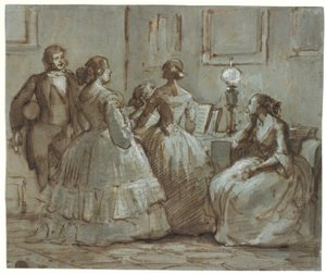 Copenhagen Social Scene, Music Being Played by Wilhelm Marstrand