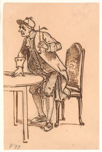 Man with Cap and Pipe Rising (Arguing?) at a Table by Wilhelm Marstrand