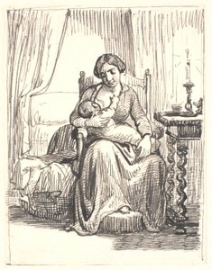 Mother with Nursing Child, Lit Candle on the Right