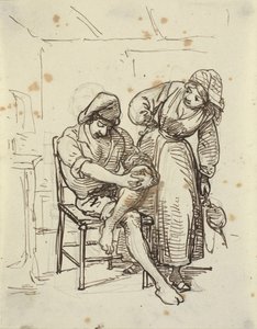 Girl Looking at a Young Fisherman Sitting on a Chair by Wilhelm Marstrand