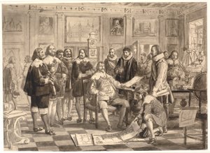 The Plan for the Stock Exchange Presented to Christian IV in the Audience Hall at Rosenborg by Wilhelm Marstrand