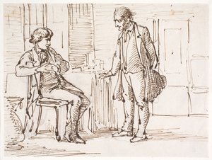 Conversation Between a Seated Younger Man and a Standing Older Man by Wilhelm Marstrand