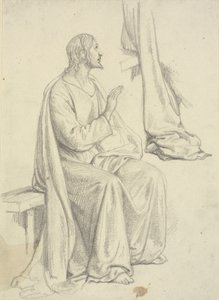Seated Jesus, and Drapery Study by Wilhelm Marstrand