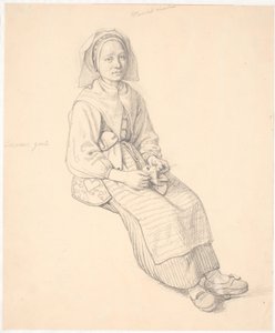 Sitting Swedish Woman with Knitting by Wilhelm Marstrand