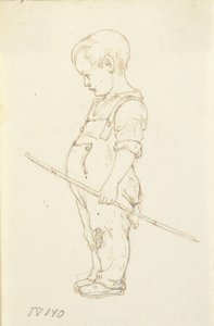 Standing Little Boy with a Stick in Hand by Wilhelm Marstrand