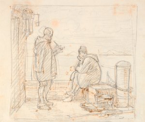 Two Italians on a Pier by the Sea by Wilhelm Marstrand