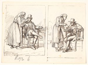 Two Scenes with an Italian Woman Talking to an Elderly Man by Wilhelm Marstrand