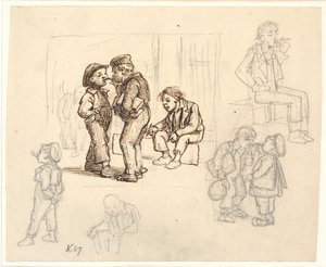 The Pleasures of Tobacco. Smoking Boys. by Wilhelm Marstrand