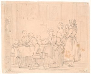 Draft for the Waagepetersen Family Portrait by Wilhelm Marstrand