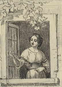 Young Girl in a Window by Wilhelm Marstrand