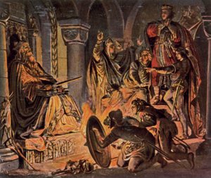 Otto III in the Tomb of Charlemagne, In the Year 1000 by Wilhelm von (after) Kaulbach
