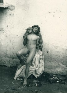 Young boy holding Sheep, Sicily. c1899