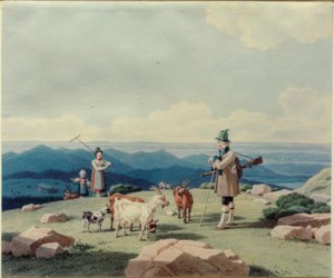 Hunter with Dairymaid and Child on the Hirschberg by Wilhelm von Kobell