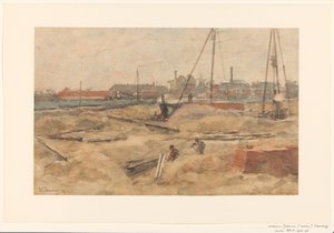 Construction Site at the Wilhelmina Hospital by Wilhelmus Johannes Steenhoff