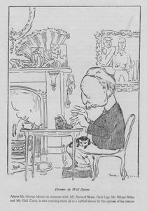 George Moore, Irish author, working at his typewriter by Will Dyson