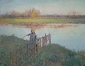 Sunset at Grez by Willard Leroy Metcalf
