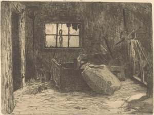 Interior of a Barn by Willem Adrianus Grondhout (signed by artist)