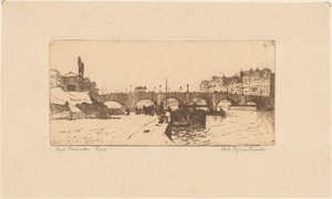 Pont de la Tournelle in Paris by Willem Adrianus Grondhout (signed by artist)