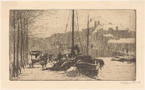Snow in the City by Willem Adrianus Grondhout (signed by artist)