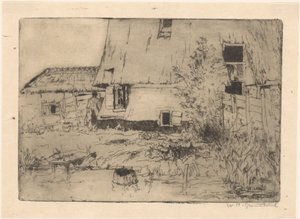 Foot of a Mill in Voorburg by Willem Adrianus Grondhout (signed by artist)