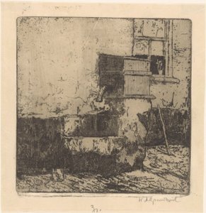 Water Pump by a House in Voorburg by Willem Adrianus Grondhout (signed by artist)