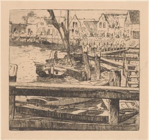 Harbor of Volendam by Willem Adrianus Grondhout