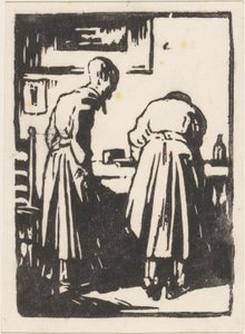 Two Women in a Studio by Willem Adrianus Grondhout
