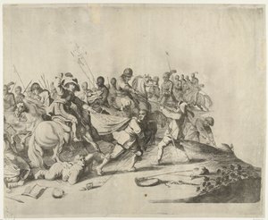 Battle Between Horsemen and Foot Soldiers by Willem Basse