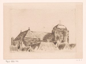 View of the Great Church in Veere (Ship on Tower, Veere) by Willem Bastiaan Tholen