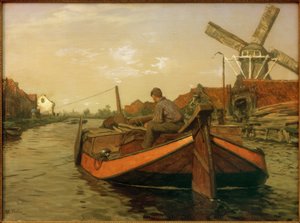 Tow Barge in the Canal by Willem Bastiaan Tholen