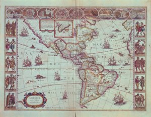 Plate depicting the map of Southern America by Willem Blaeu