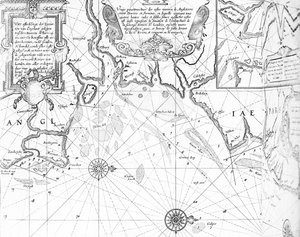 The Thames Estuary from The Sea-Mirrour atlas by Willem Janszoon Blaeu, published in Amsterdam in 1633 by Willem Blaeu