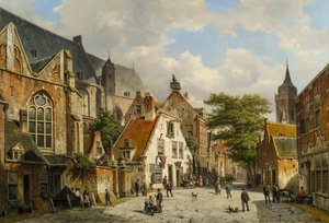 A Dutch Street Scene in Summer