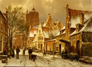 A Winter Street Scene by Willem Koekkoek