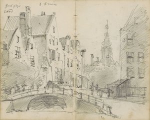 City View with a Bridge over a Canal and a Church Tower by Willem Koekkoek
