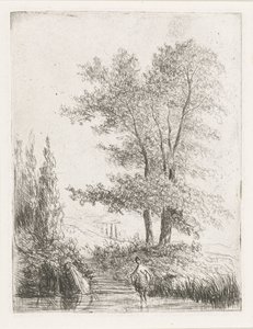 Hilly Landscape with Bather