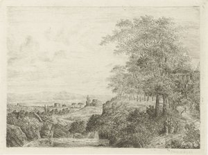 Southern Landscape with Temple and Figures by Willem Matthias Jan van Dielen