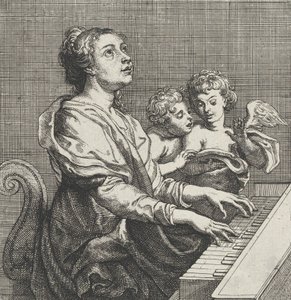 Saint Cecilia Playing the Organ with Two Putti by Willem Panneels