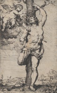 The Martyrdom of Saint Sebastian, with angels crowning him at upper left by Willem Panneels