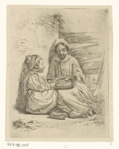Girl and Boy Eating from a Bowl by Willem Pieter Hoevenaar