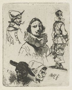 Study Sheet with Soldiers and an Old Woman by Willem Pieter Hoevenaar
