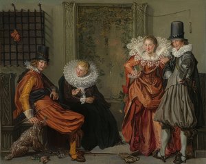 Elegant Couples Courting. Around 1616-20